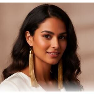 Neiman Marcus Lee Angel Women's Gold Multi Chain Fringe Drama Earrings NWT 135